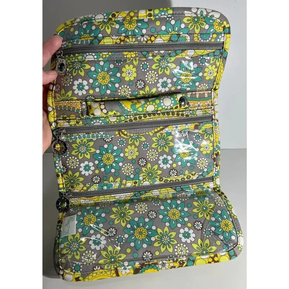 Vera Bradley LEMON PARFAIT Jewelry Role Travel Tote Quilted Yellow Tie